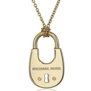 Michael Kors gold toned padlock pendant necklace
